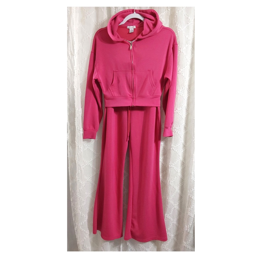 Better Together Pink Cropped Hoodie and Wideโ Leg Pants Lounge Set Small
